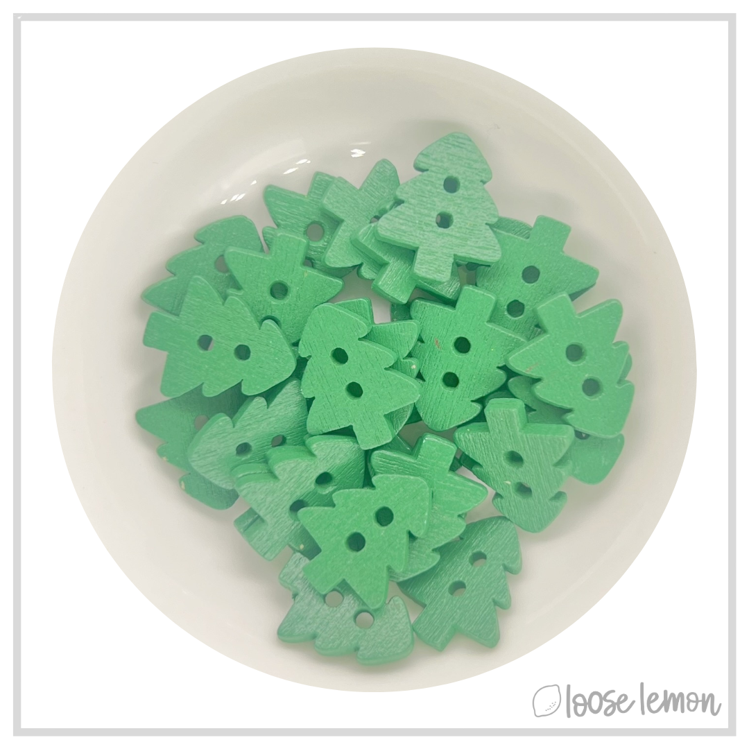 Holiday Buttons x 9 | Green Tree