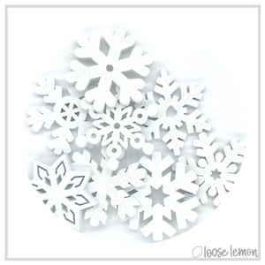 Wooden Snowflakes | White X 8 Pieces