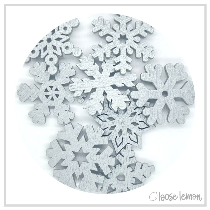 Wooden Snowflakes | Silver X 8 Pieces