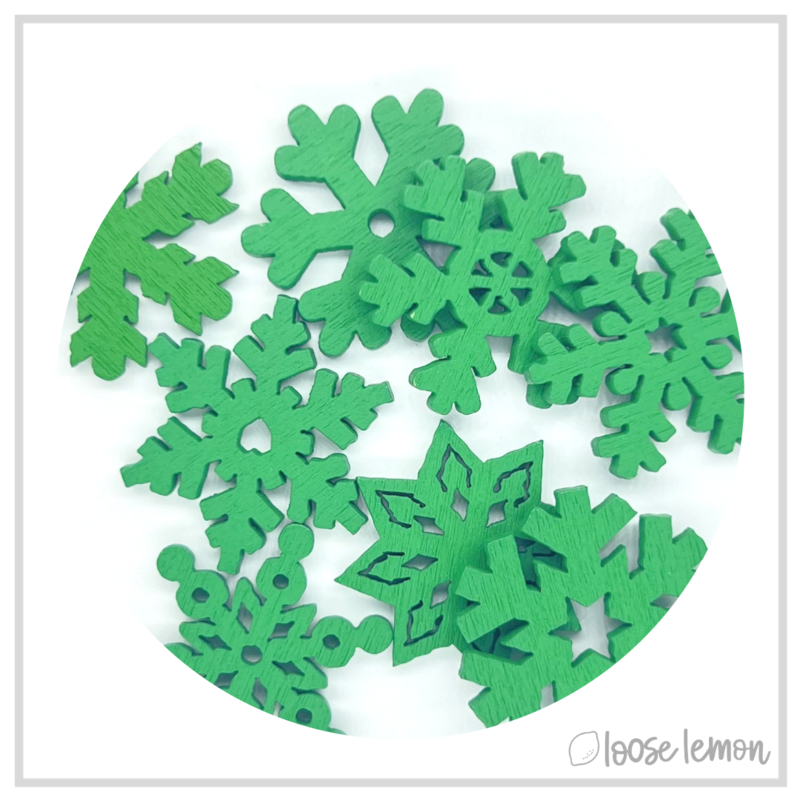 Wooden Snowflakes | Green X 8 Pieces