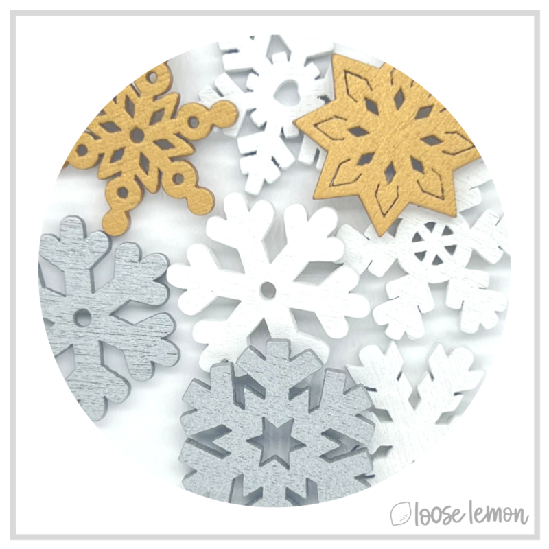 Wooden Snowflakes | Metallic Mix X 8 Pieces