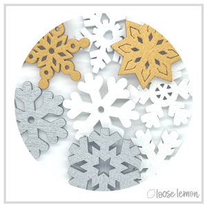 Wooden Snowflakes | Metallic Mix X 8 Pieces