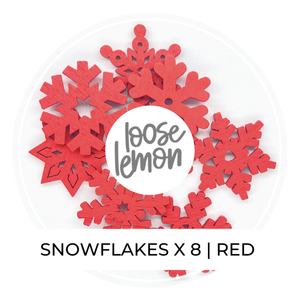 Wooden Snowflakes | Red X 8 Pieces