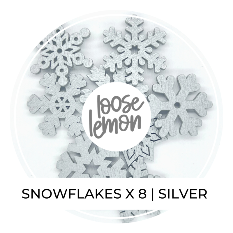 Wooden Snowflakes | Silver X 8 Pieces