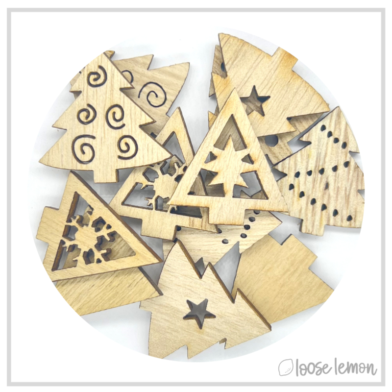 Christmas Wooden Shapes | Trees X 12 Pieces