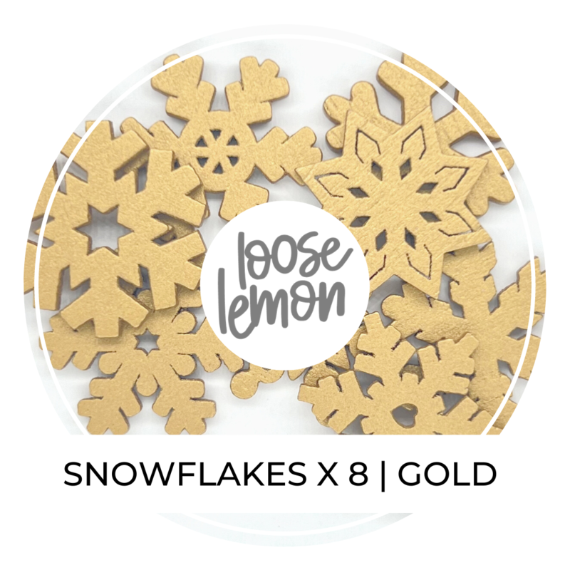 Wooden Snowflakes | Gold X 8 Pieces