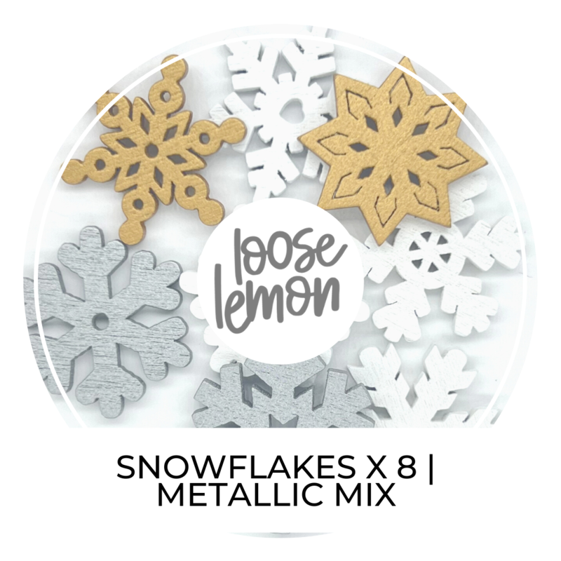 Wooden Snowflakes | Metallic Mix X 8 Pieces
