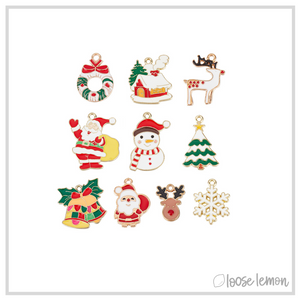 Christmas Enamel Charms x 10 | (SET B)