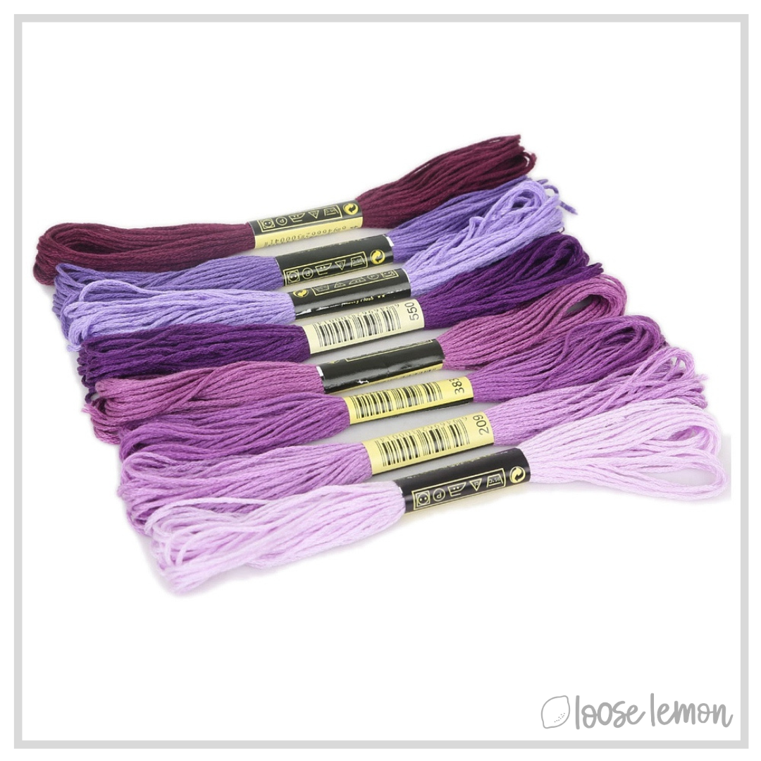 Embroidery Thread Set | 8 Pieces (Purples)