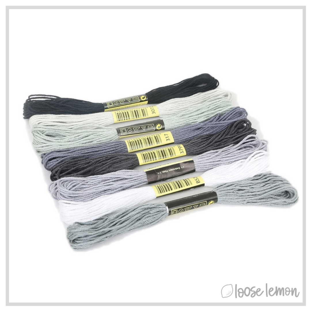Embroidery Thread Set | 8 Pieces  Monochrome)