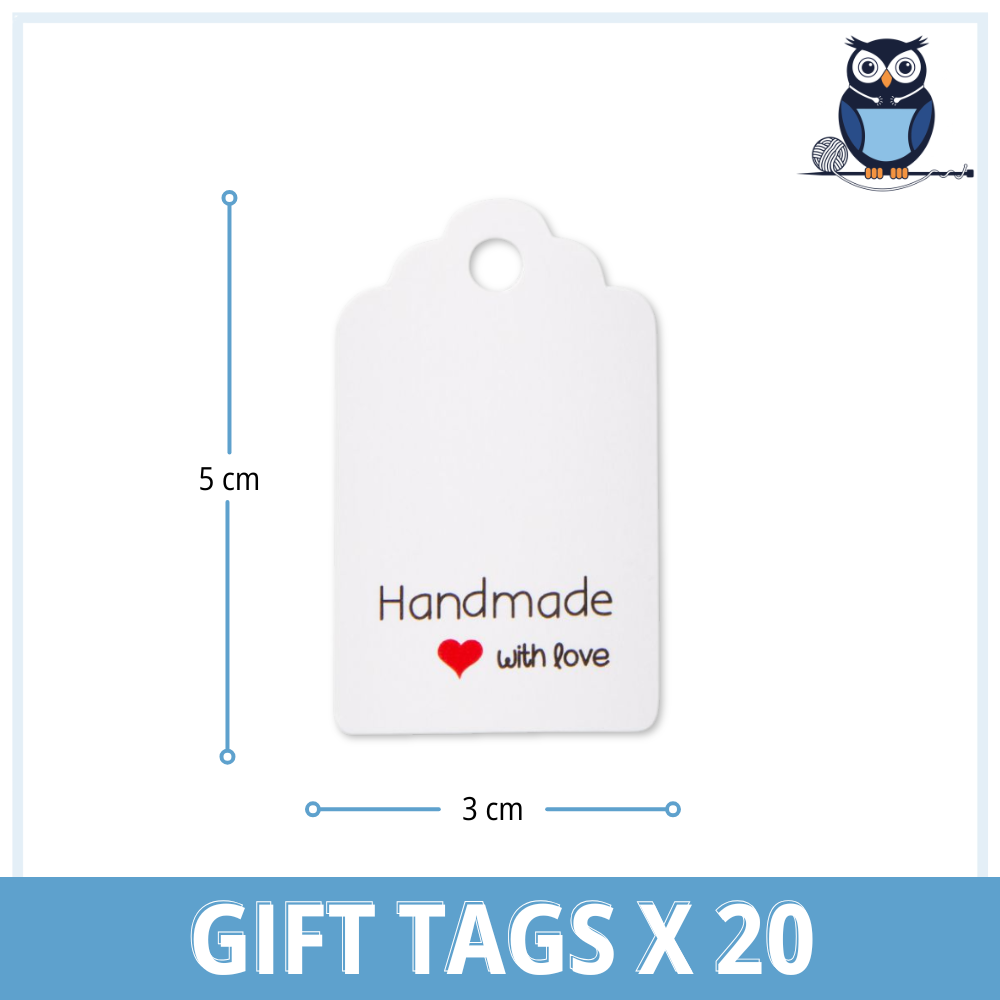 Handmade With Love Gift Tags x 20 | White