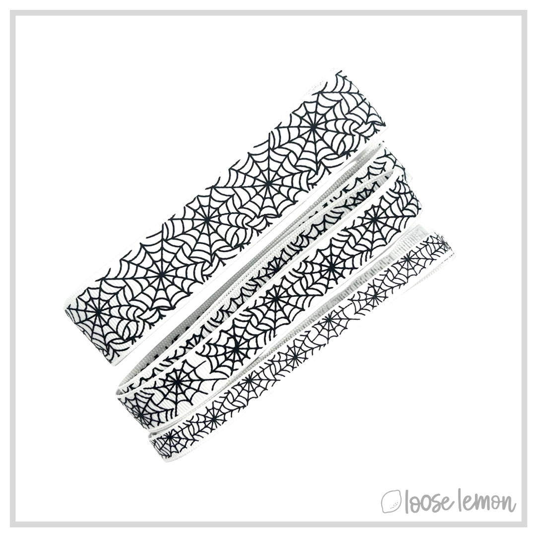 Halloween Ribbon x 3m (Spider Web White)