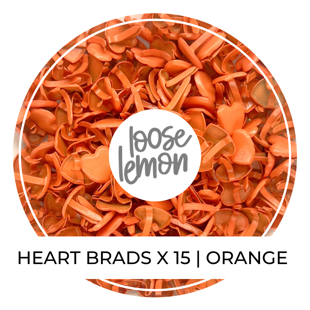 Heart Brads X 15 | Orange