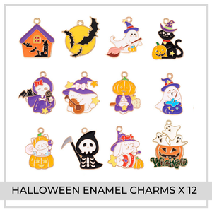 Halloween Enamel Charms x 12 | Fun Ghosts & More!