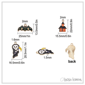 Halloween Enamel Charms x 10 | Ghosts, Bats, Witches & More!