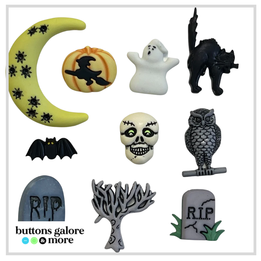 Halloween Buttons x 10 | Graveyard  (Buttons Galore & More)