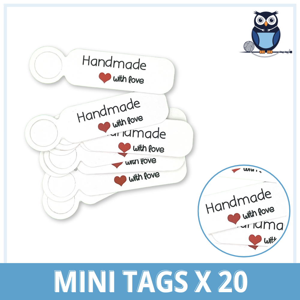 Handmade With Love Mini Tags x 20 | White