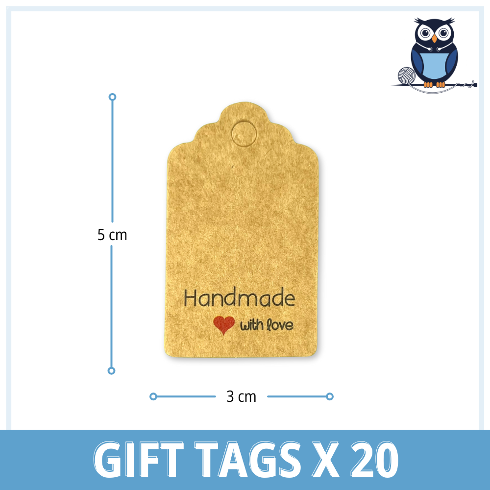 Handmade With Love Gift Tags x 20 | Kraft