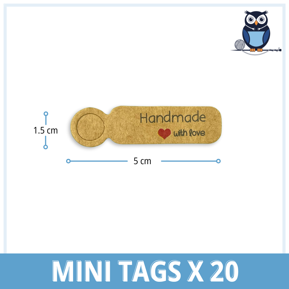 Handmade With Love Mini Tags x 20 | Kraft