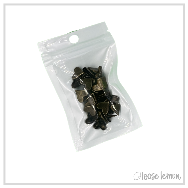 Brass Heart Brads X 30