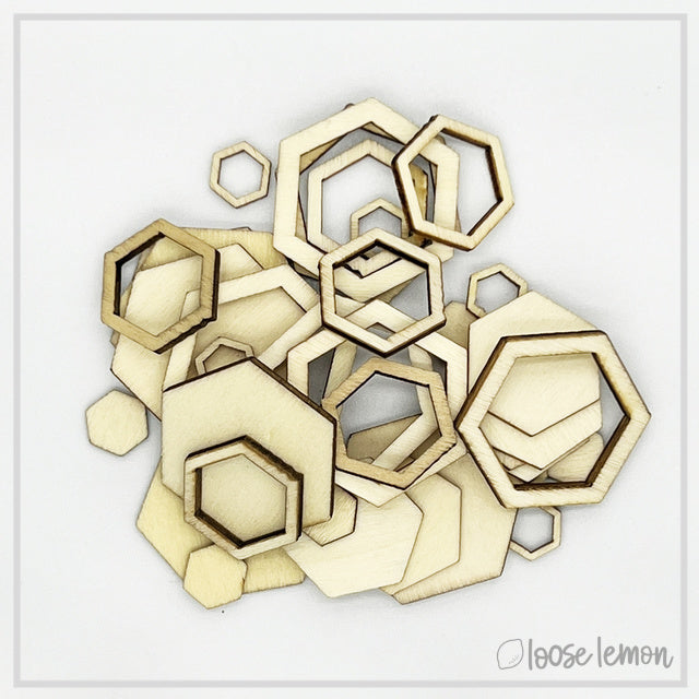 Wooden Shapes | Hexagons X 36 Pieces