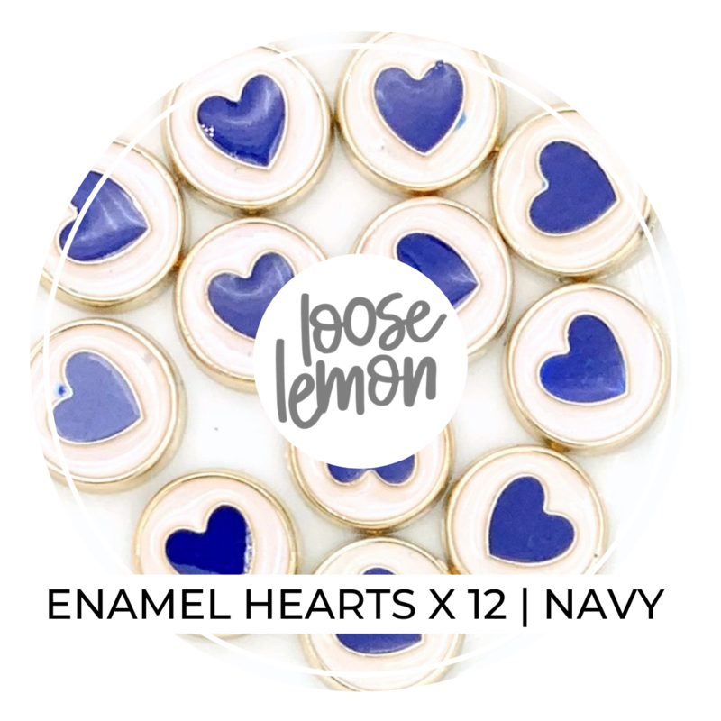 Enamel Hearts x 12 | Navy