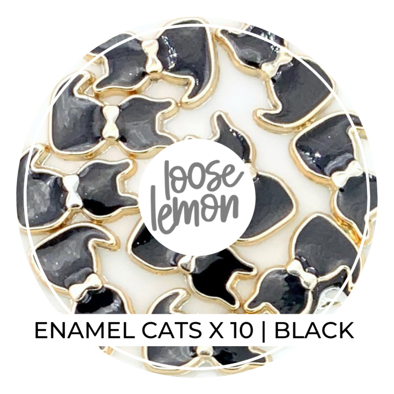 Enamel Cats x 10 | Black