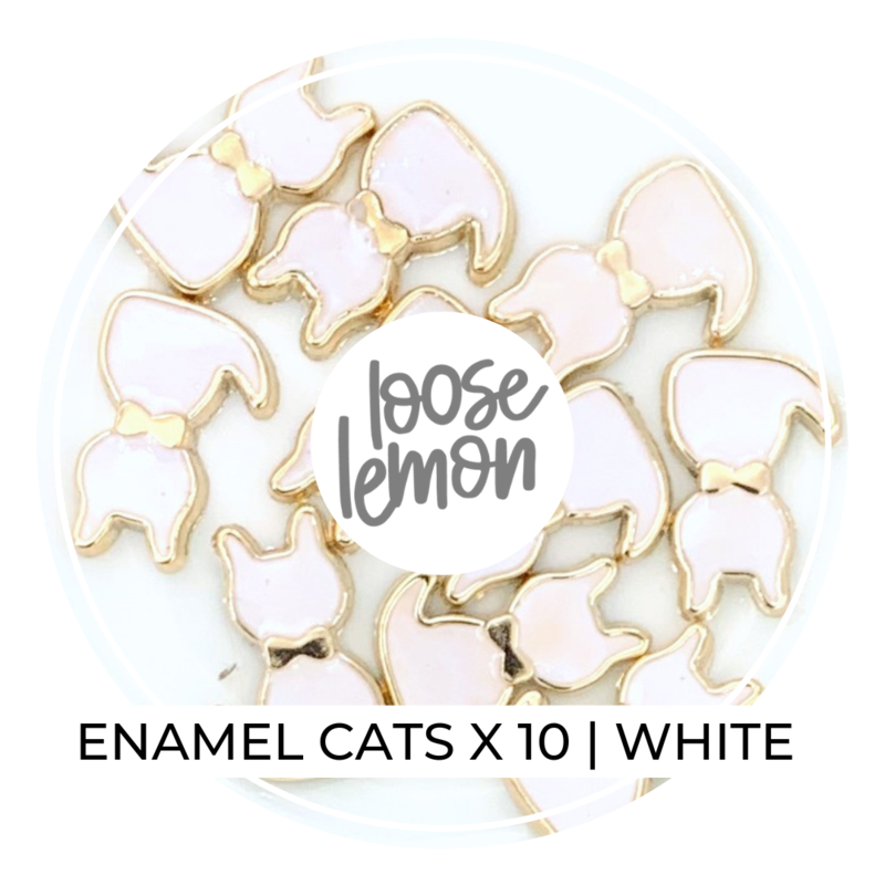 Enamel Cats x 10 | White