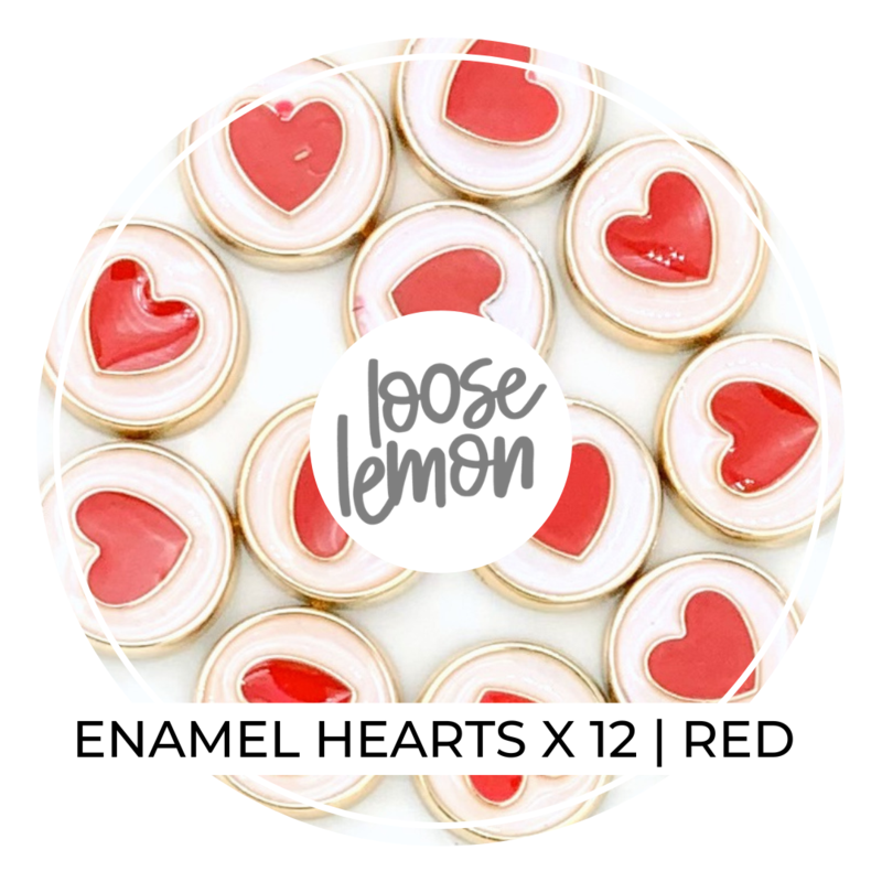 Enamel Hearts x 12 | Red