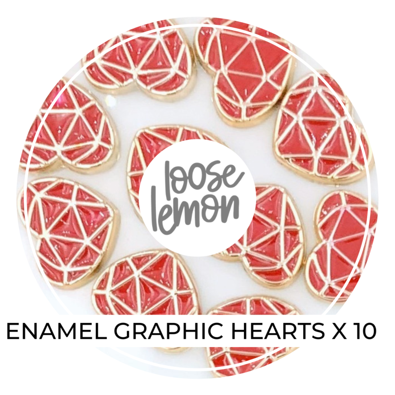Enamel Graphic Hearts x 10