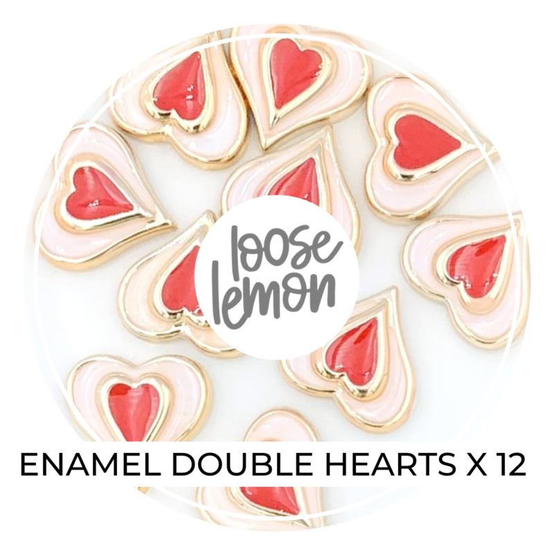 Double Enamel Hearts x 12