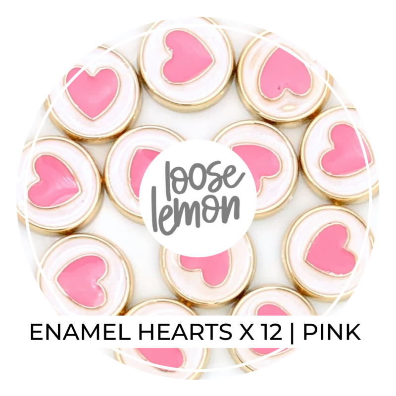 Enamel Hearts x 12 | Pink