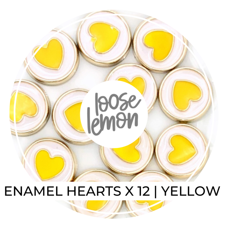 Enamel Hearts x 12 | Yellow