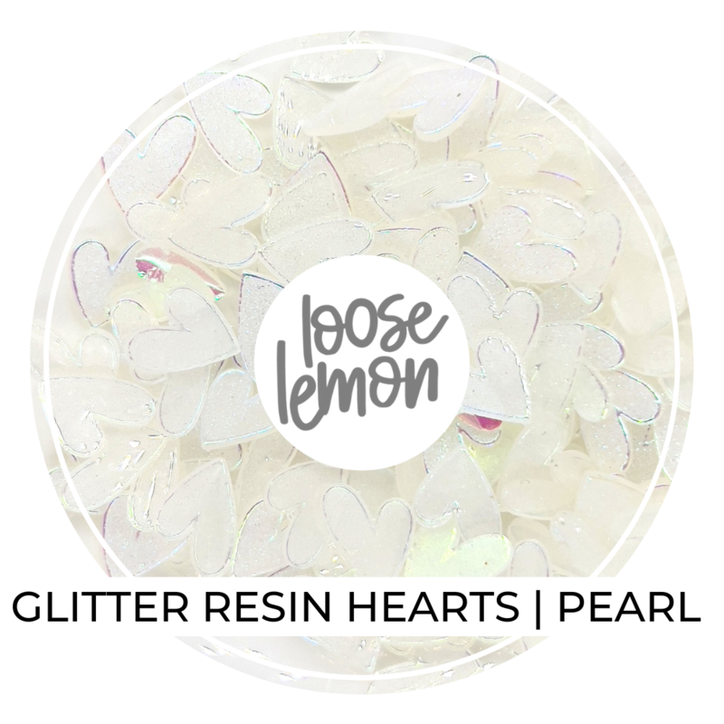 Glitter Resin Hearts | Pearl