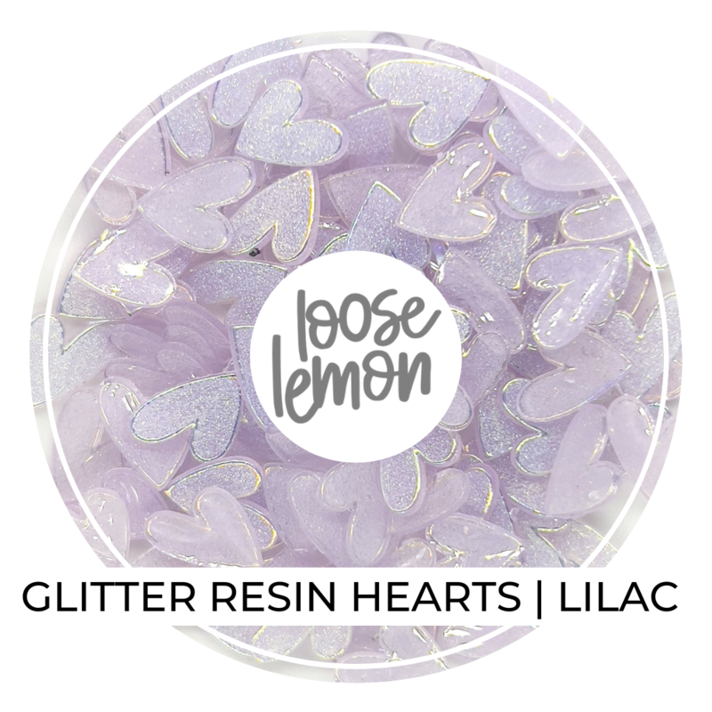 Glitter Resin Hearts | Lilac