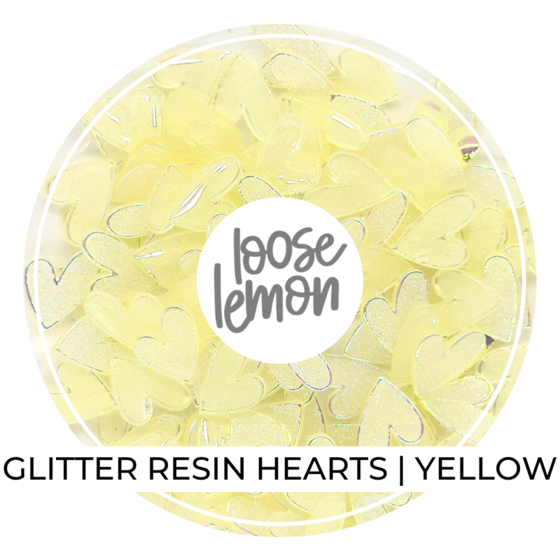 Glitter Resin Hearts | Yellow