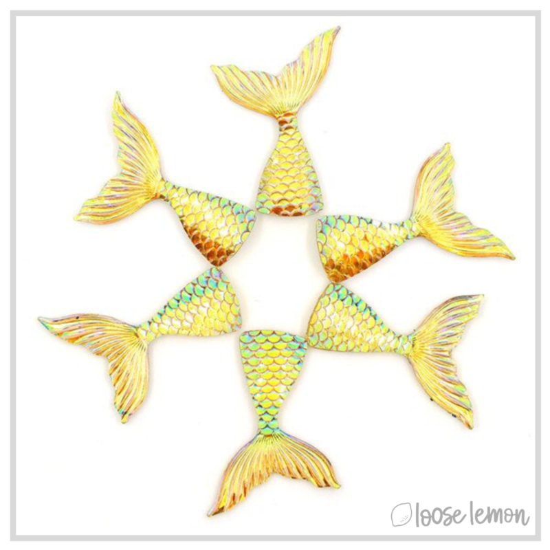 Resin Mermaid Tails x 6 Yellow |  Color 3
