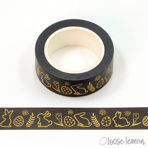 Gold Black Easter Bunnies - Washi Tape (10M)
