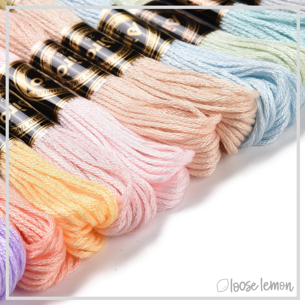 Embroidery Thread Set | 12 Pieces (Pastel Mix) - Loose Lemon Crafts