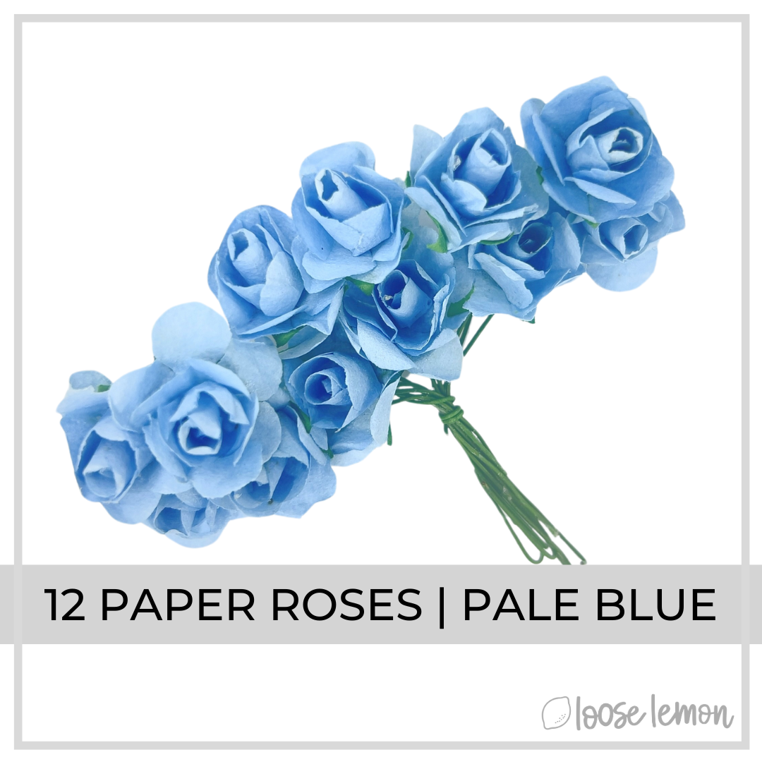 Paper Roses x 12 | Pale Blue