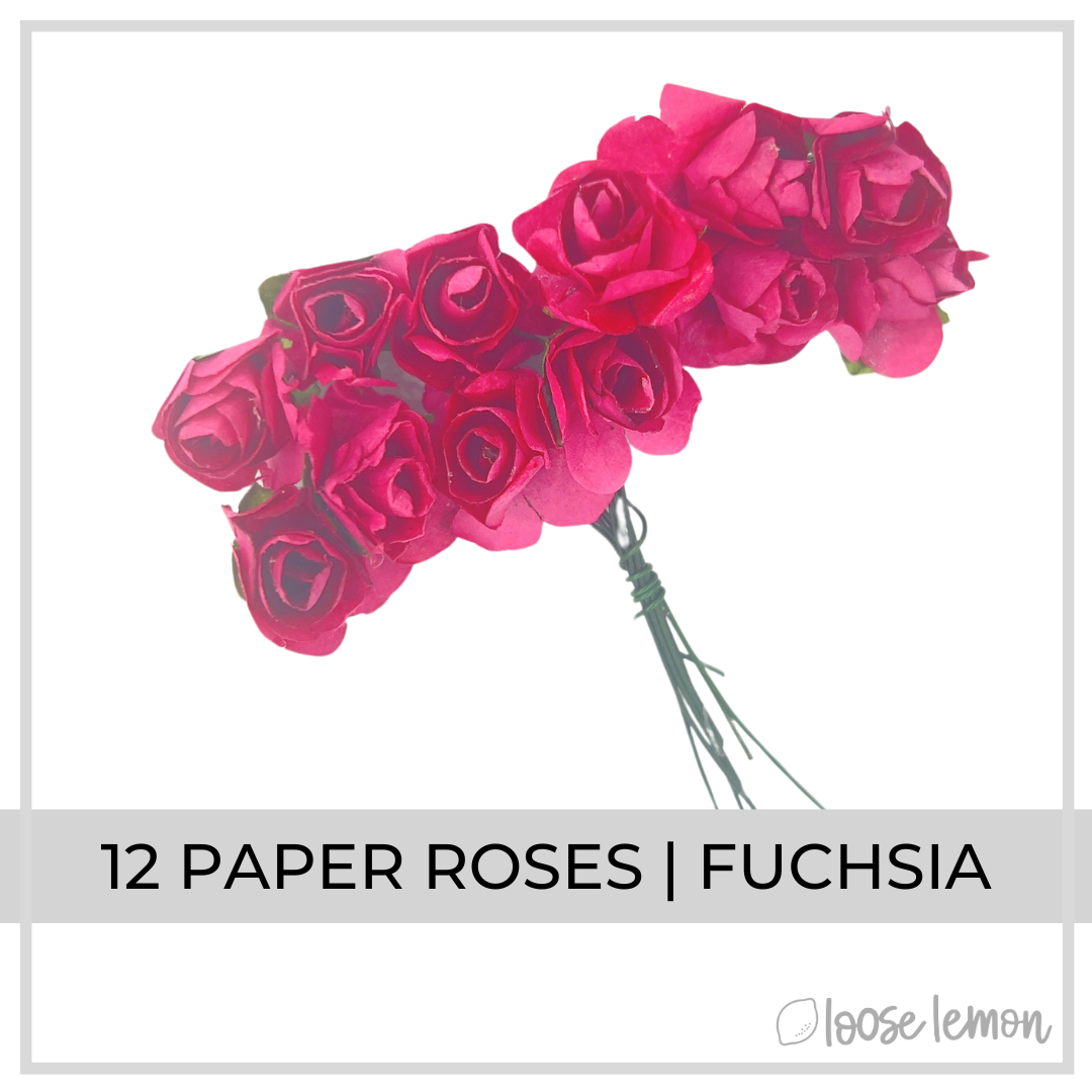 Paper Roses x 12 | Fuchsia