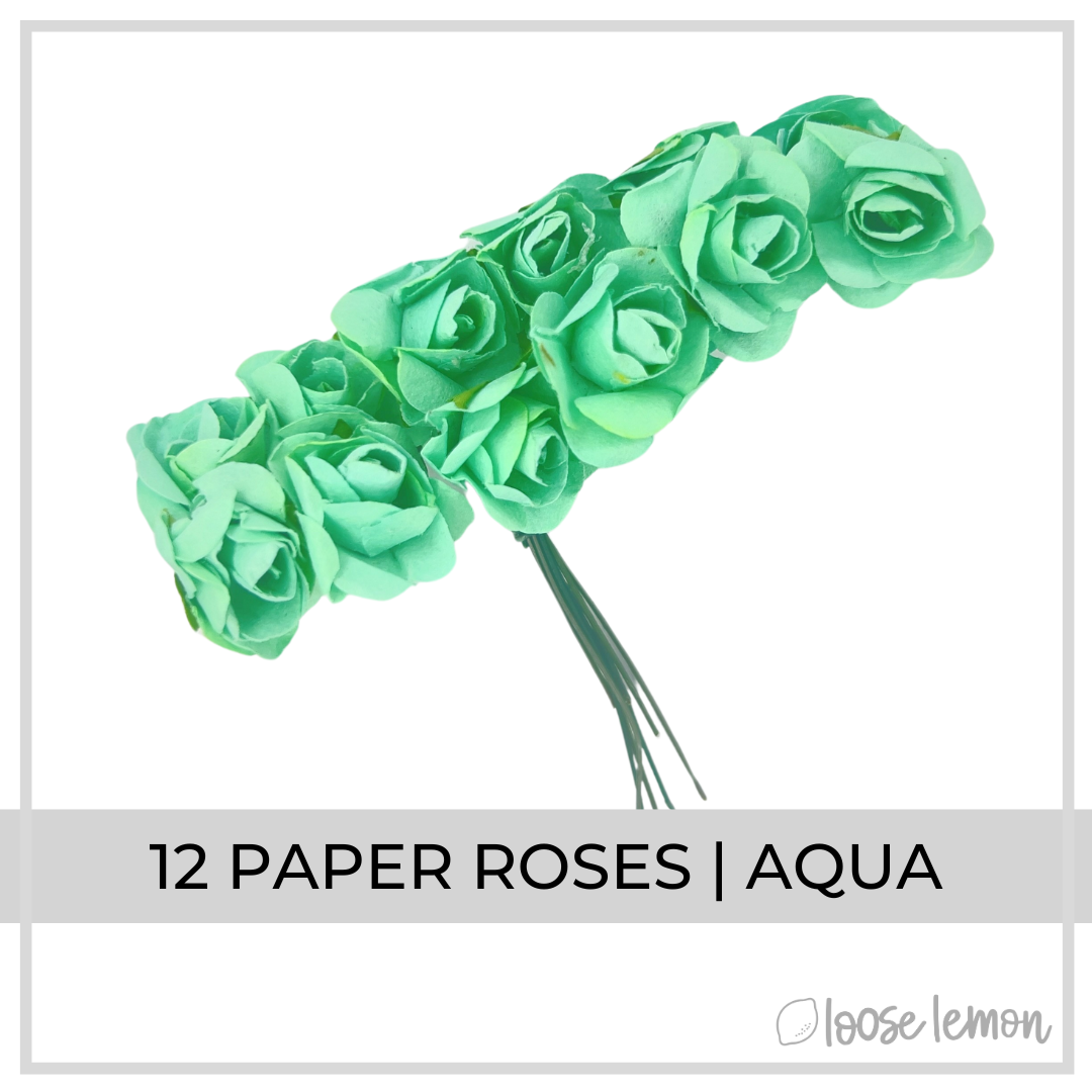 Paper Roses x 12 | Aqua