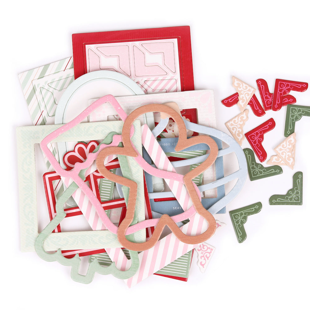 Peppermint Twist | Chipboard Frames & Corners (46 pcs)