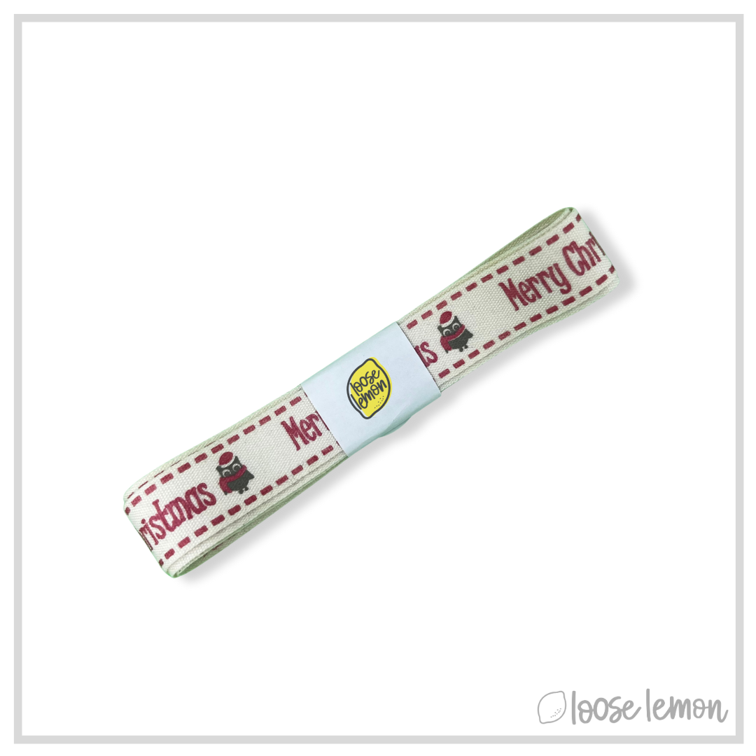 Rustic Ribbon x 1.8m (Merry Christmas Owl)