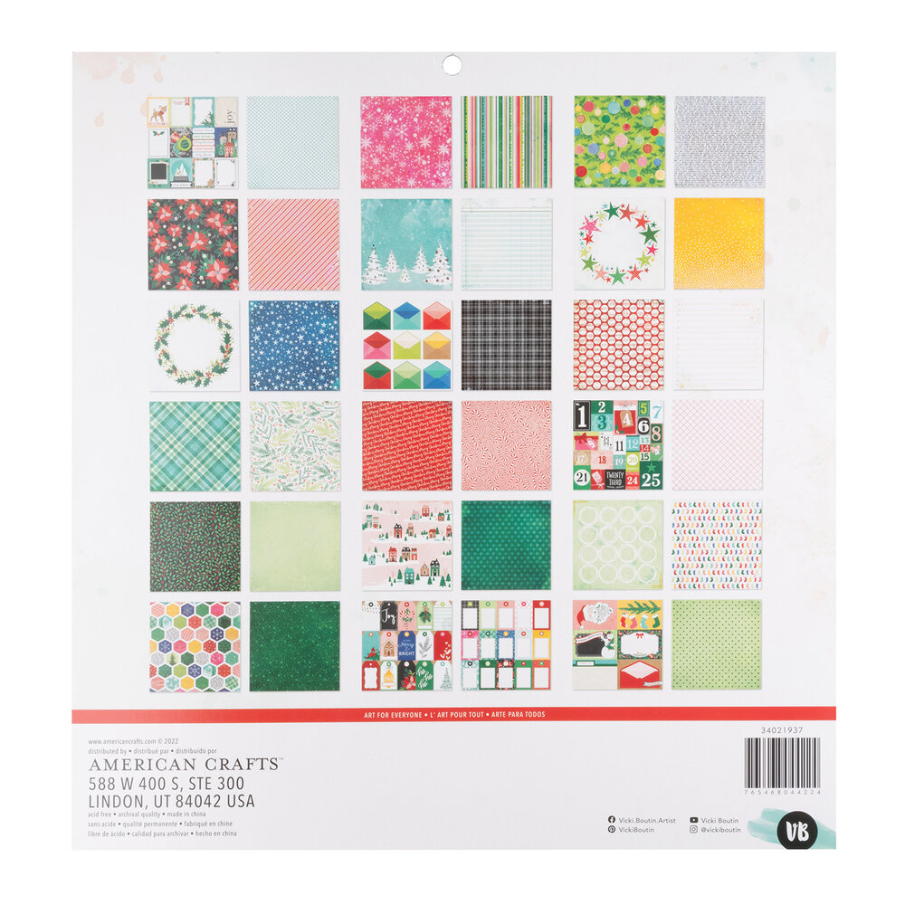 Vicki Boutin | Peppermint Kisses 36 Sheet Paper Pad (12" x 12")