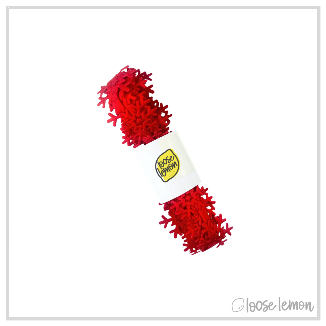 Snowflake Ribbon (1m) | Metallic Red