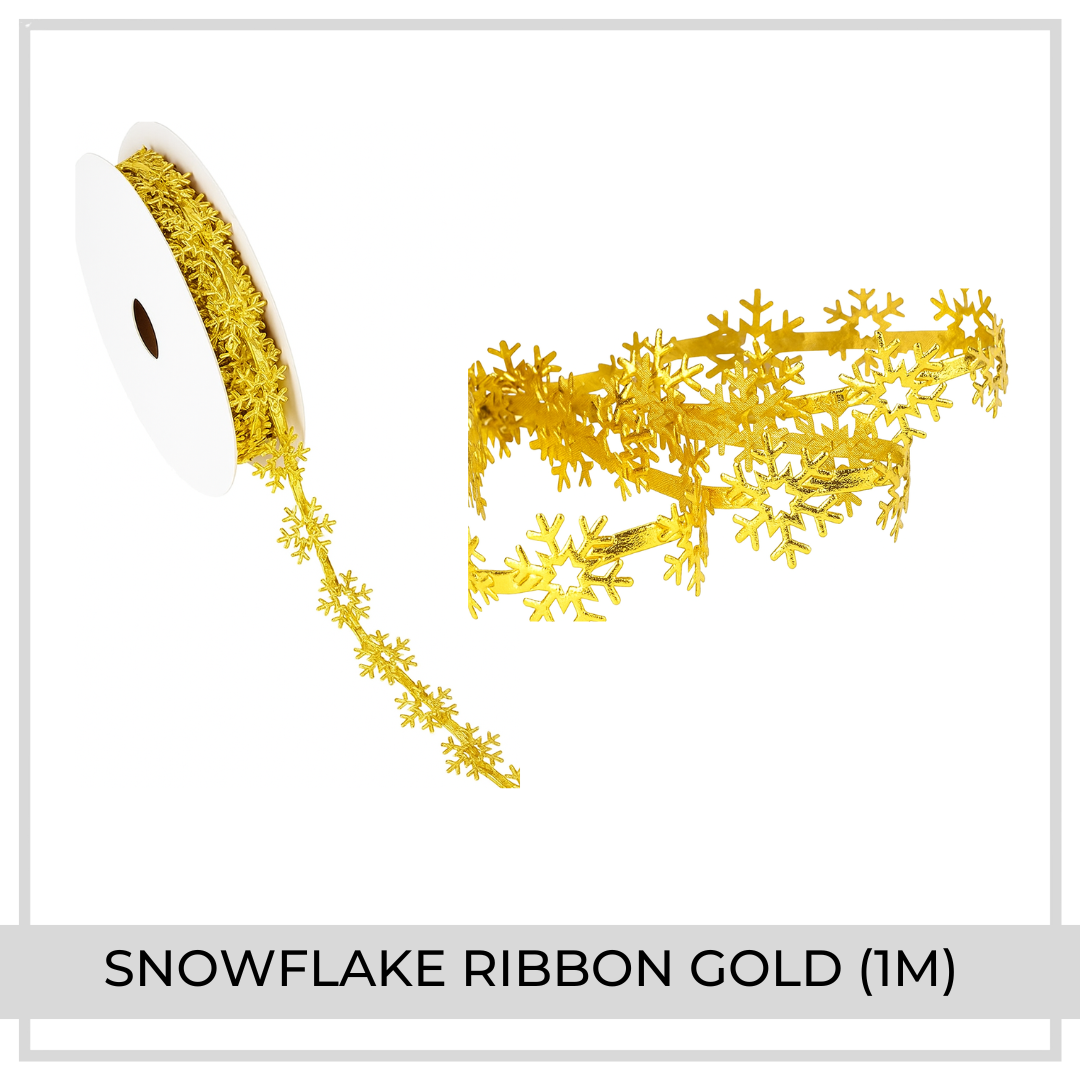 Snowflake Ribbon (1m) | Metallic Gold - Loose Lemon Crafts