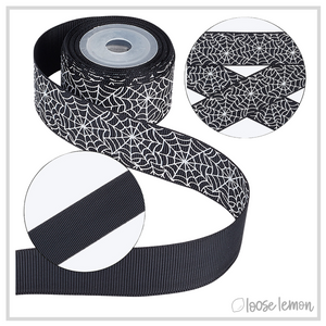 Halloween Ribbon x 3 Spools (Spider Web Black)