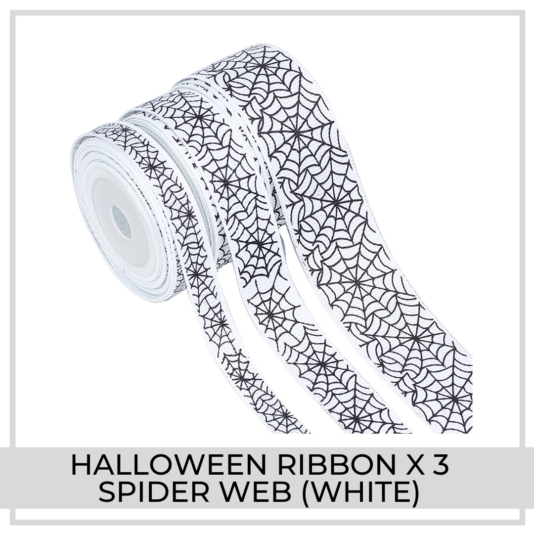 Halloween Ribbon x 3 Spools (Spider Web White)