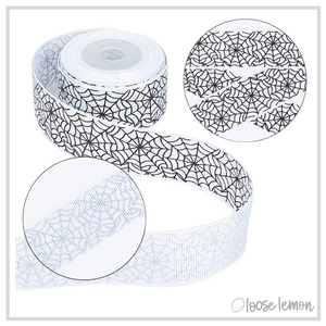 Halloween Ribbon x 3 Spools (Spider Web White)